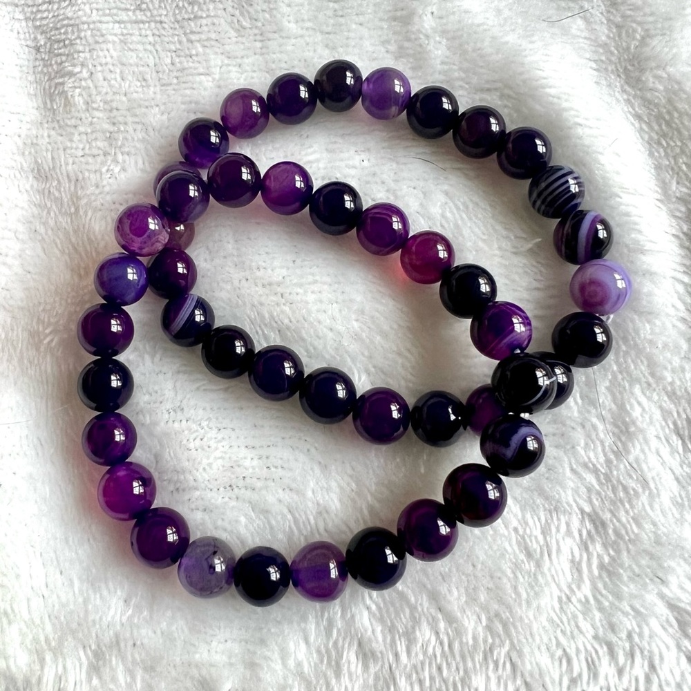 Amethyst, Onyx or Purple Agate Mala Bead Bracelet - Picture 4 of 4